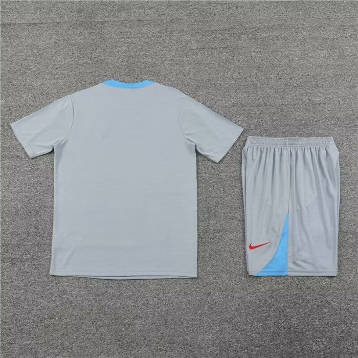 Adult Uniform 2024-2025 Atletico Madrid Grey/Blue Soccer Training Jersey and Shorts Football Kits