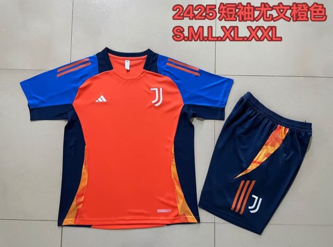 Adult Uniform 2024-2025 Juventus Orange Soccer Training Jersey and Shorts Football Kits