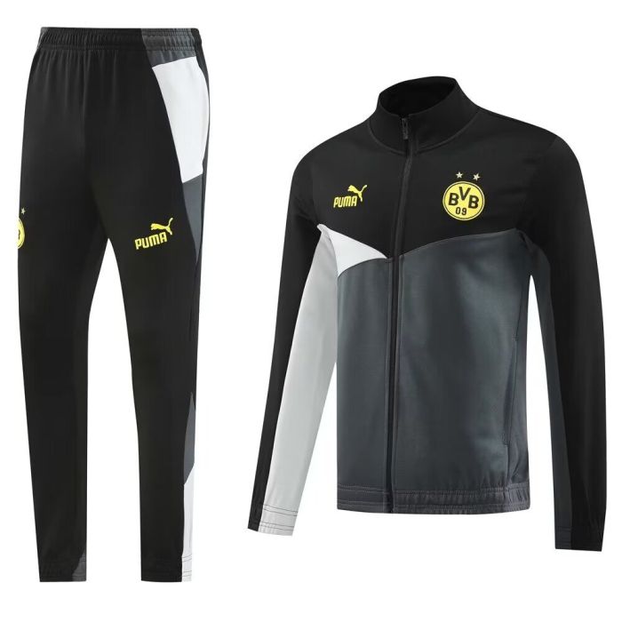 2024 Dortmund Black/Grey Soccer Training Jacket and Pants BVB Football Tracksuit