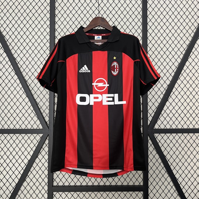 Retro Jersey 2001-2002 AC Milan Home Soccer Jersey AC Vintage Football Shirt
