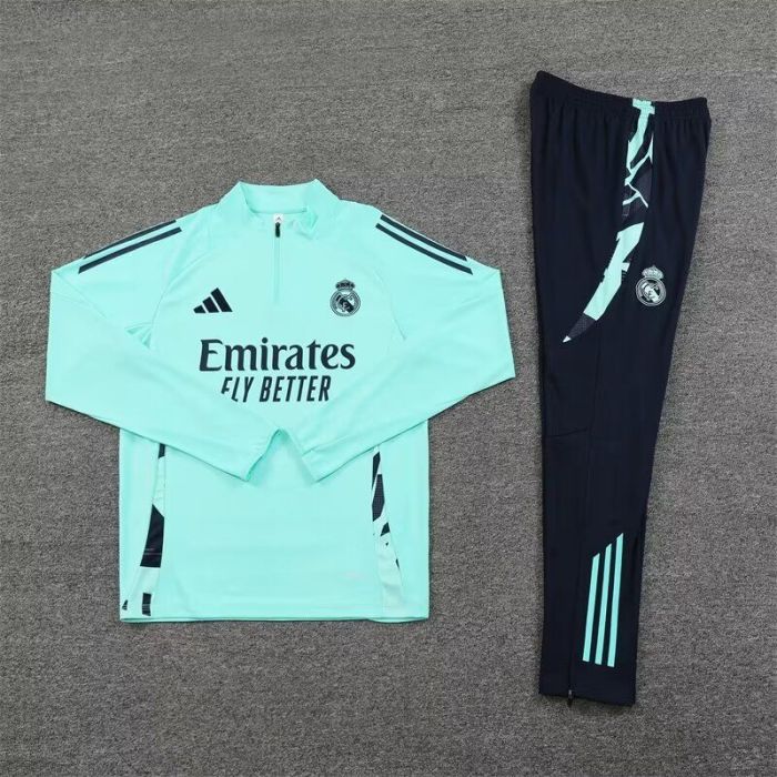 2024-2025 Real Madrid Green Soccer Training Sweater and Pants Football Kit