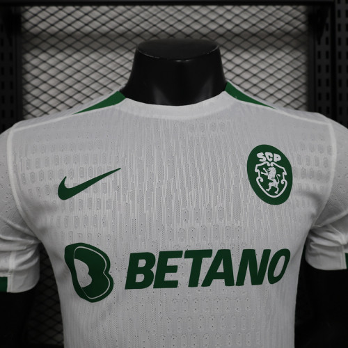 Player Version 2024-2025 Sporting Lisbon Away White Soccer Jersey Football Shirt