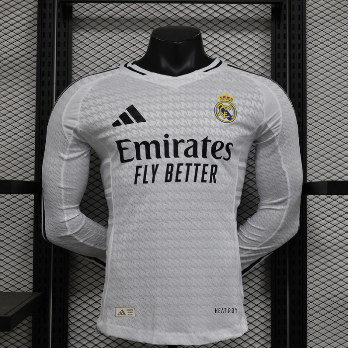 Long Sleeve Player Version 2024-2025 Real Madrid Home Soccer Jersey Real Football Shirt