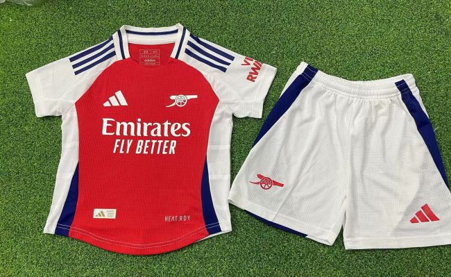 Player Version Youth Uniform Kids Kit Arsenal 2024-2025 Home Soccer Jersey Shorts Child Football Set