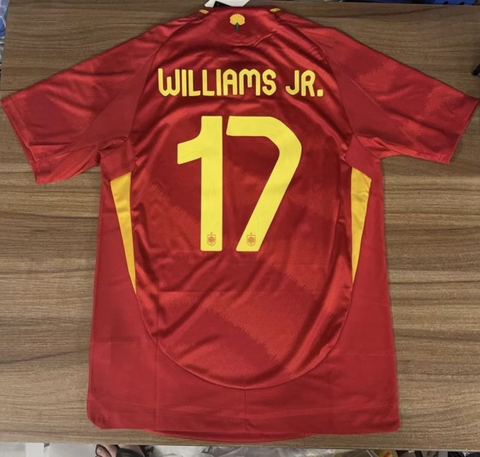 Fan Version Spain 2024 WILLIAMS JR. 17 Home Soccer Jersey España Camisetas de Futbol