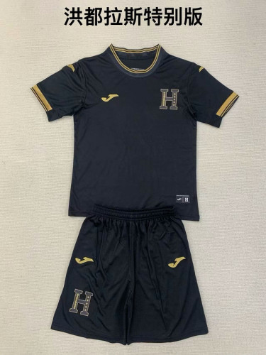 Youth Uniform Kids Kit Honduras 2024 Black Special Edition Soccer Jersey Shorts Child Football Set