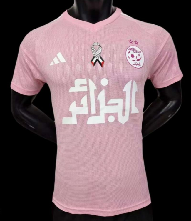 with Sponor Logo Player Version 2024 Algeria Pink Soccer Jersey
