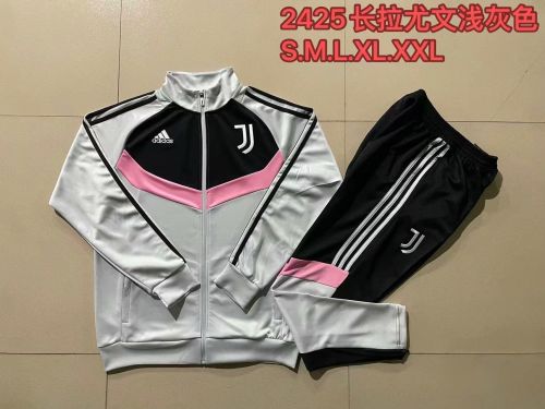 2024 Juventus Grey/Black/Pink Soccer Training Jacket Football Jacket and Pants