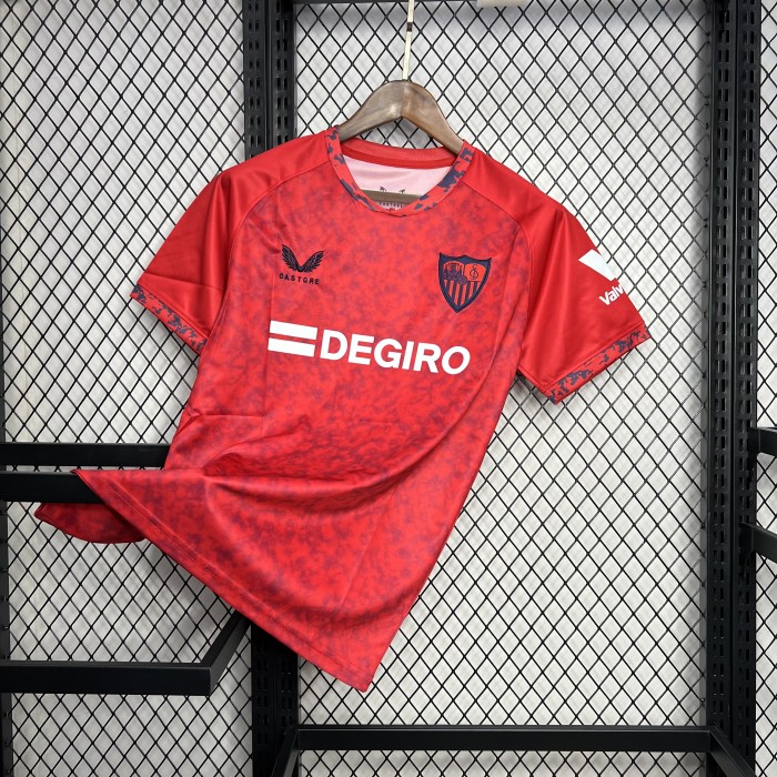 Fans Version 2024-2025 Sevilla Away Red Soccer Jersey Football Shirt