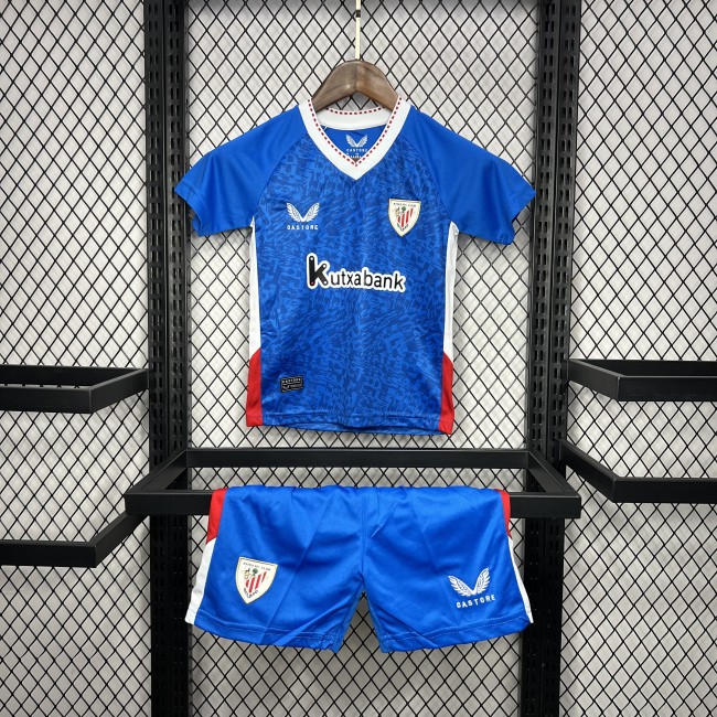 Youth Uniform Kids Kit 2024-2025 Athletic Bilbao Away Blue Soccer Jersey Shorts Child Football Set