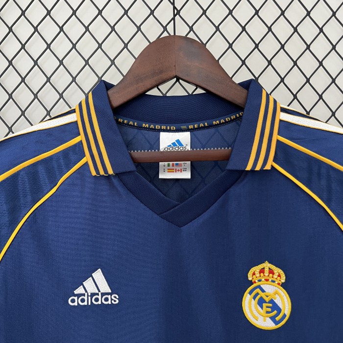 Retro Jersey 1998-2000 Real Madrid Third Away Blue Soccer Jersey Vintage Football Shirt