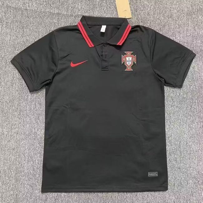 2024 Portugal Black Soccer Polo Football Shirt