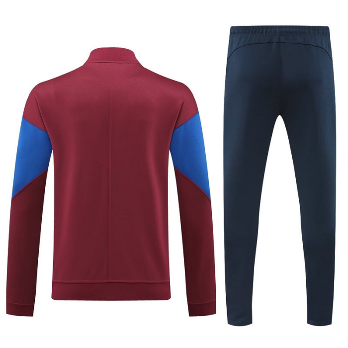 2024-2025 Barcelona Dark Red/Blue Soccer Training Jacket Football Jacket and Pants