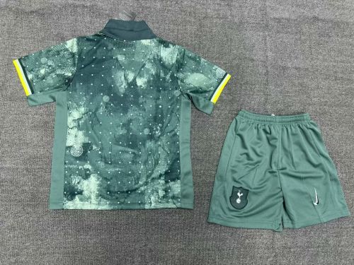 Youth Uniform Kids Kit Tottenham Hotspur 2024-2025 Third Away Dark Green Soccer Jersey Shorts Child Football Set