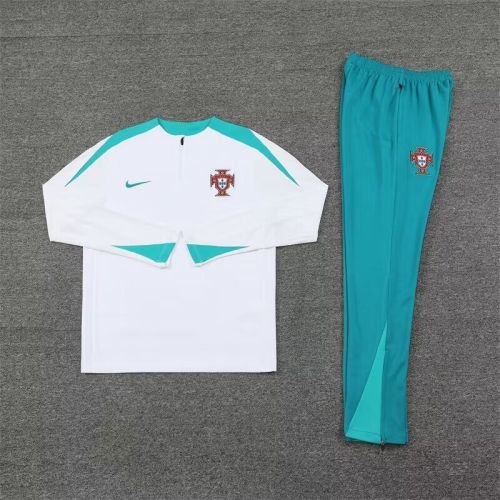 2024 Portugal White Soccer Training Sweater and Pants Football Kit