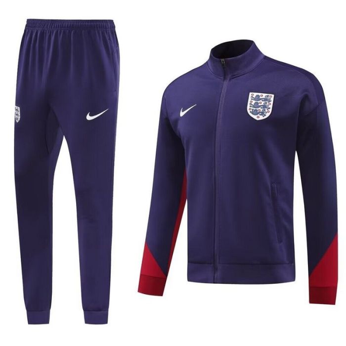2024 England Dark Purple/Red Soccer Training Jacket Football Jacket and Pants
