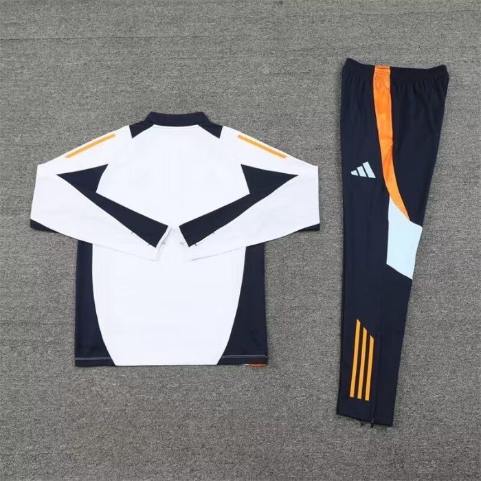 2024-2025 Real Madrid White Soccer Training Sweater and Pants Football Kit