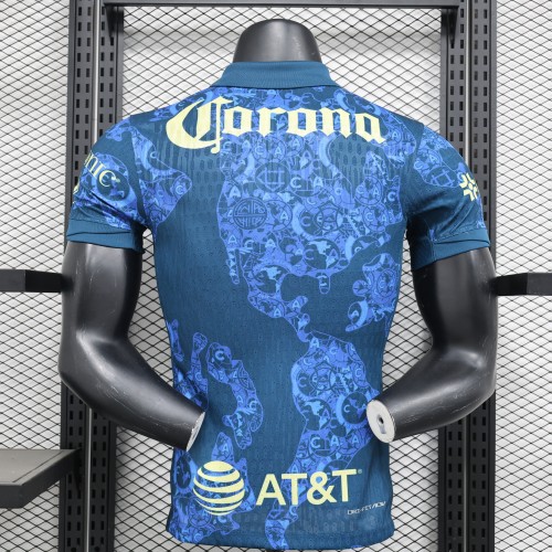 Player Version 2024-2025 Club America Aguilas Away Blue Soccer Jersey Football Shirt