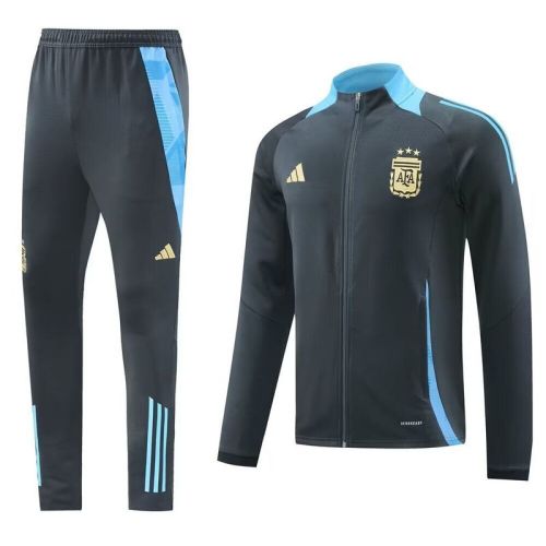 2024 Argentina Dark Grey/Blue Soccer Training Jacket Football Jacket and Pants