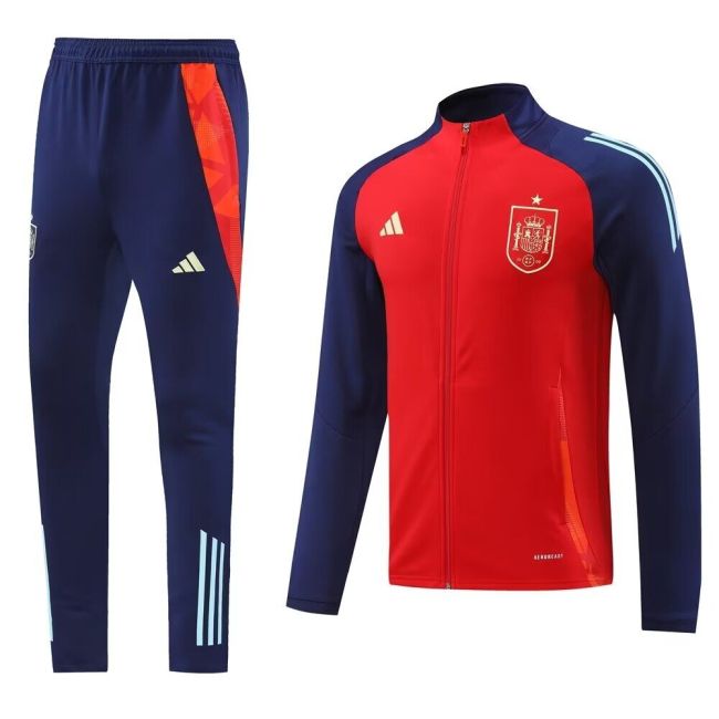 2024 Spain Red/Dark Blue Soccer Training Jacket Football Jacket and Pants