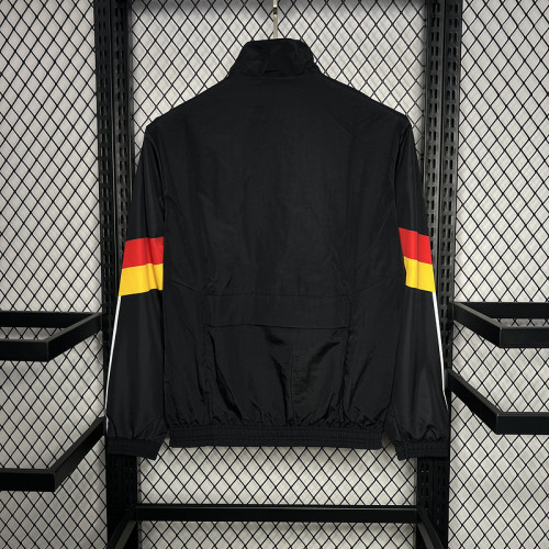 2024 Germany Black Soccer Hoodie Football Windbreaker Jacket
