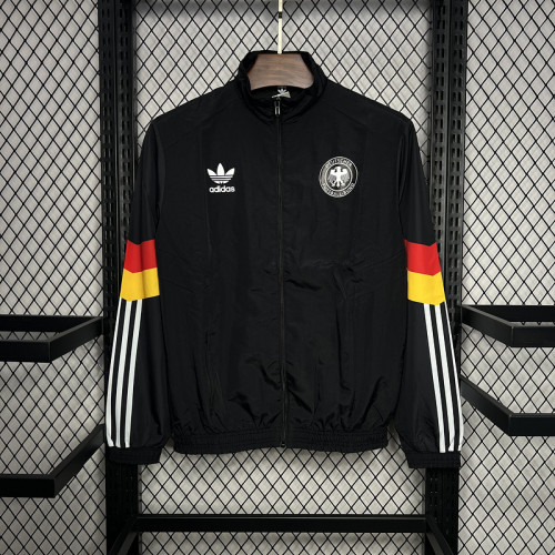 2024 Germany Black Soccer Hoodie Football Windbreaker Jacket