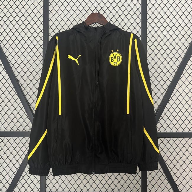 2024 Dortmund Black/Yellow Soccer Hoodie Football Windbreaker Jacket BVB Jacket