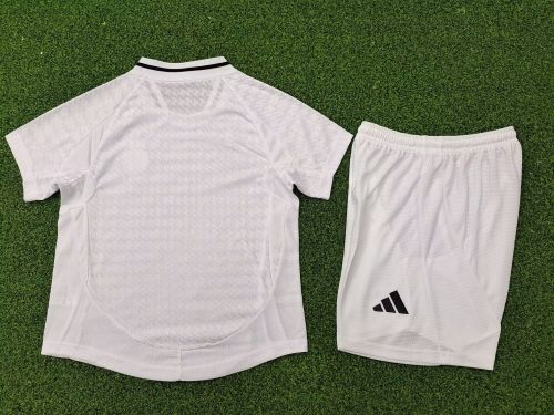 Player Version Youth Uniform Kids Kit 2024-2025 Real Madrid Home Soccer Jersey Shorts Child Football Set