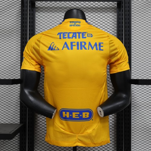 Player Version 2024-2025 Tigres UANL Home Soccer Jersey Football Shirt