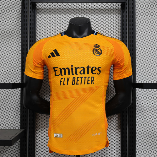 Player Version 2024-2025 Real Madrid Away Orange Soccer Jersey Real Football Shirt