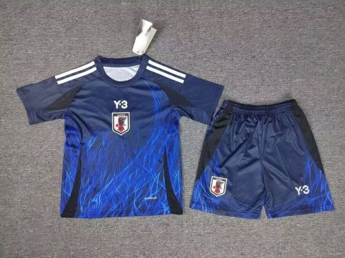 Youth Uniform Kids Kit Y-3 Japan 2024 Home Soccer Jersey Shorts Child Football Set