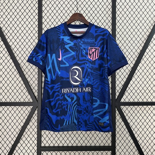 Fan Version 2024-2025 Atletico Madrid Third Away Dark Blue Soccer Jersey Football Shirt