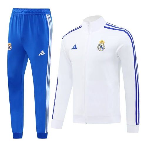 2024-2025 Real Madrid White/Blue Soccer Training Jacket Football Jacket and Pants