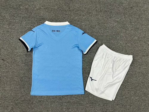 Youth Uniform Kids Kit 2024-2025 Lazio Home Soccer Jersey Shorts Child Football Set