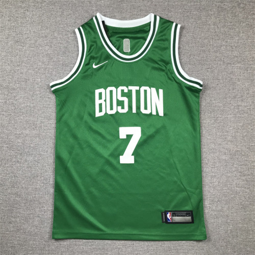 Youth Kids 2024 City Editon Boston Celtics 7 BROWN Green NBA Jersey Basketball Shirt