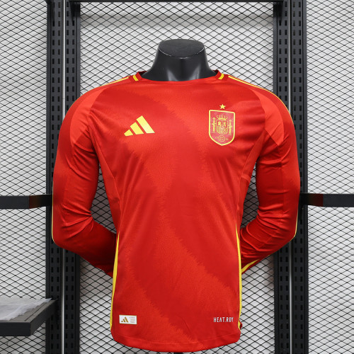 Long Sleeve Player Version Spain 2024 Home Soccer Jersey España Camisetas de Futbol