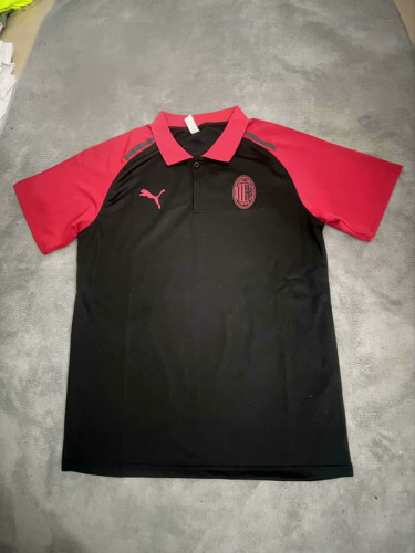 2024-2025 Ac Milan Black/Red Soccer Polo Football Shirt