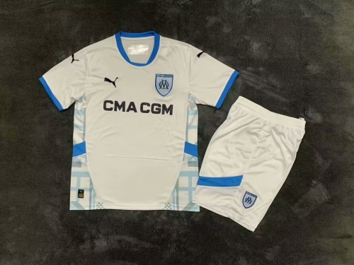 Adult Uniform 2024-2025 Olympique de Marseille Home Soccer Jersey Shorts Football Kit
