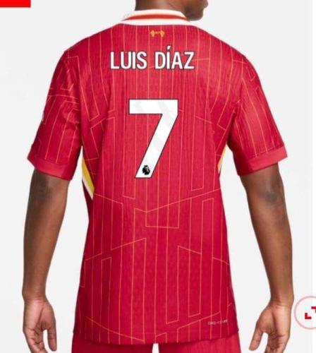 Player Version 2024-2025 Liverpool LUIS DIAZ 7 Home Soccer Jersey