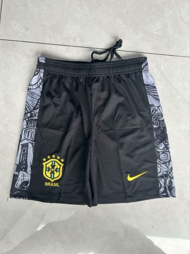 Fan Version 2024 Brazil Jesus Version Black Soccer Shorts Football Shorts