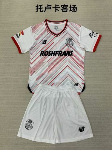 Youth Uniform Kids Kit Toluca 2024-2025 Away White Soccer Jersey Shorts Child Football Set