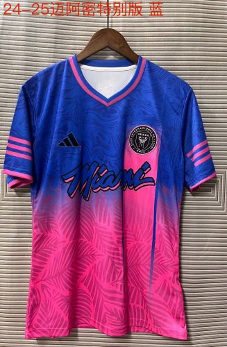 Fan Version 2024-2025 Inter Miami Blue/Pink Soccer Training Jersey Football Pre-match Shirt