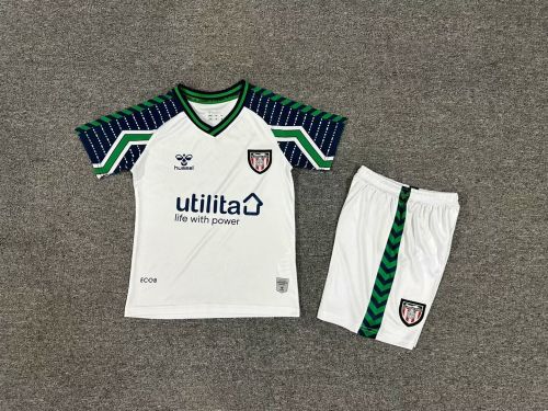 Youth Uniform Kids Kit Sunderland 2024-2025 Away White Soccer Jersey Shorts Child Football Set