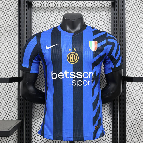 with Scudetto Patch Player Version 2024-2025 Inter Milan Home Soccer Jersey Football Shirt