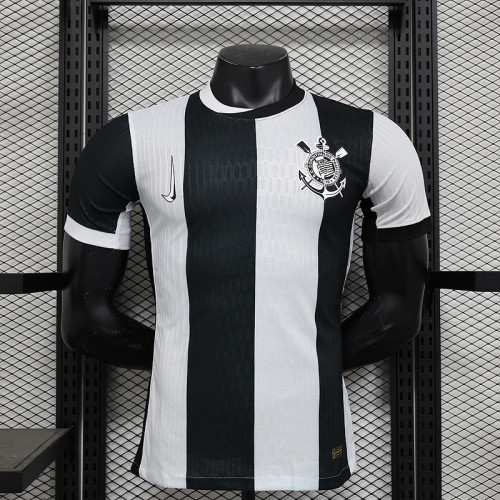 without Sponor Logo Player Version 2024-2025 Corinthians Third Away Black/White Soccer Jersey Camisetas de Futbol