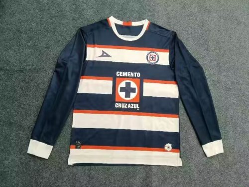 Long Sleeve 2024-2025 Cruz Azul Dark Blue/White Goalkeeper Soccer Jersey Football Shirt
