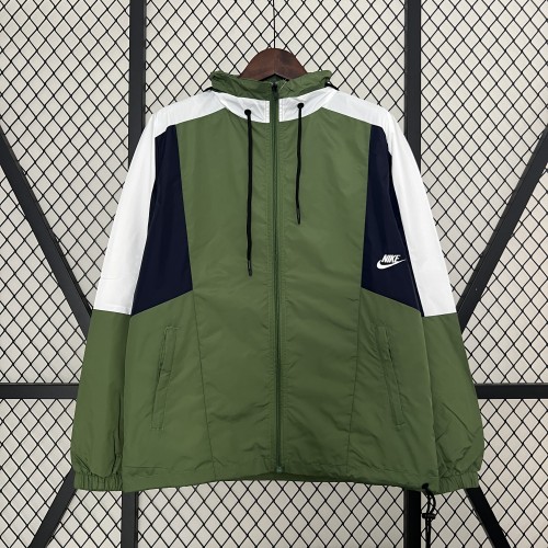 2024 NK Green/Black/White Soccer Hoodie Football Windbreaker Jacket
