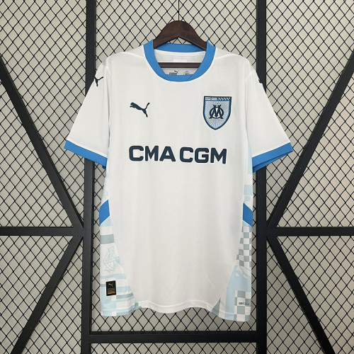 Fan Version 2024-2025 Olympique de Marseille Home Soccer Jersey Football Shirt