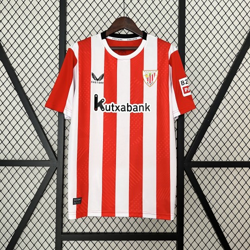 with LALIGA Patch Fan Version 2024-2025 Athletic Bilbao Home Soccer Jersey Football Shirt