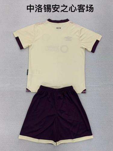 Youth Uniform Kids Kit Heart of Midlothian 2024-2025 Away Soccer Jersey Shorts Child Football Set